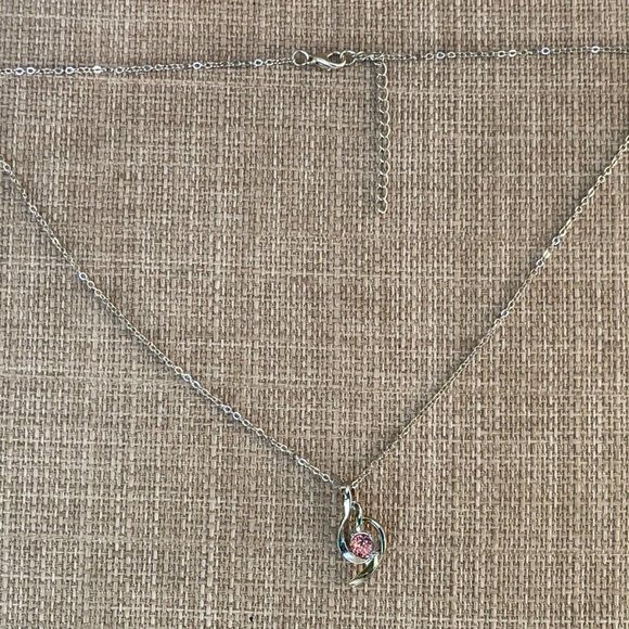 Women Necklace Fashion Jewelry Faux Pink Stone Pendant Chain - Picture 2 of 12